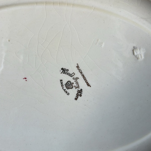 Antique 16 1/8” Wood & Sons Ivory Ware Buckingham Floral Large Serving Platter - Picture 11 of 11